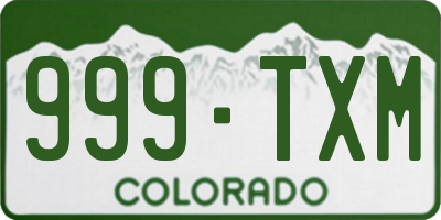 CO license plate 999TXM