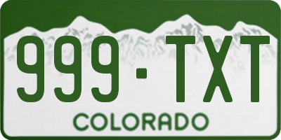 CO license plate 999TXT
