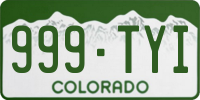 CO license plate 999TYI