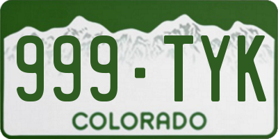 CO license plate 999TYK