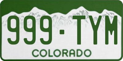CO license plate 999TYM