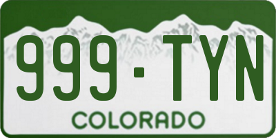 CO license plate 999TYN