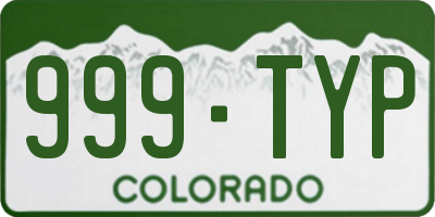 CO license plate 999TYP