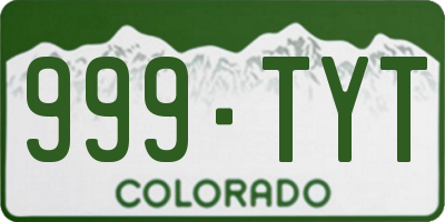 CO license plate 999TYT