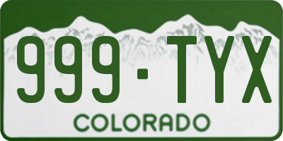 CO license plate 999TYX