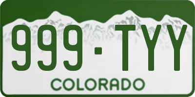 CO license plate 999TYY