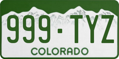 CO license plate 999TYZ
