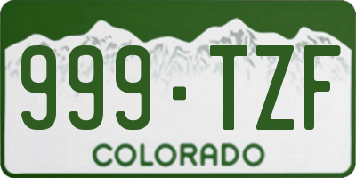 CO license plate 999TZF