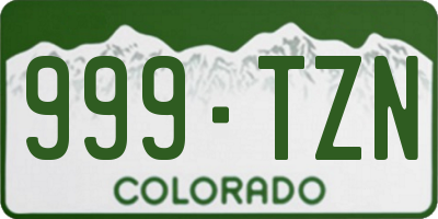 CO license plate 999TZN