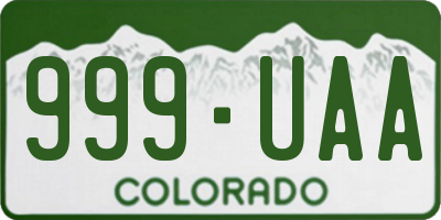 CO license plate 999UAA