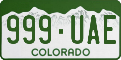 CO license plate 999UAE