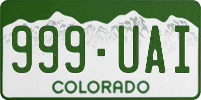 CO license plate 999UAI