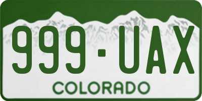 CO license plate 999UAX