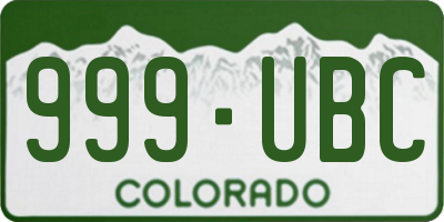 CO license plate 999UBC