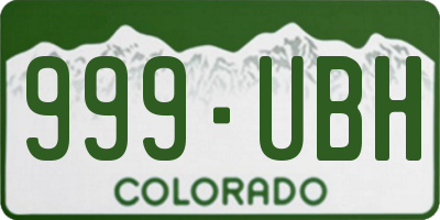 CO license plate 999UBH
