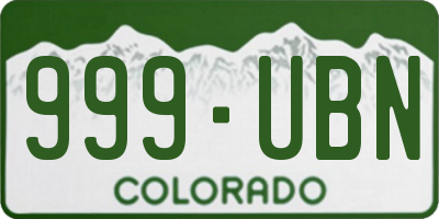 CO license plate 999UBN