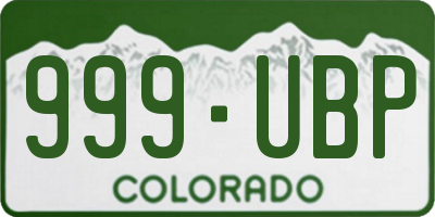 CO license plate 999UBP