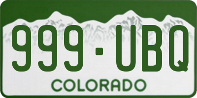 CO license plate 999UBQ