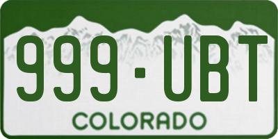 CO license plate 999UBT
