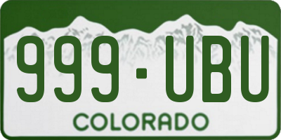 CO license plate 999UBU