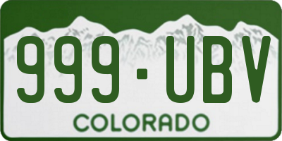 CO license plate 999UBV