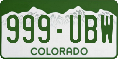 CO license plate 999UBW