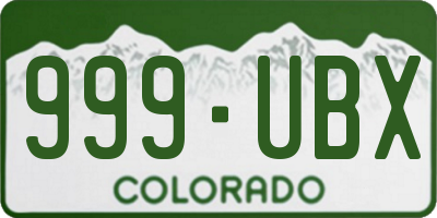 CO license plate 999UBX