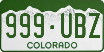 CO license plate 999UBZ
