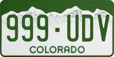 CO license plate 999UDV