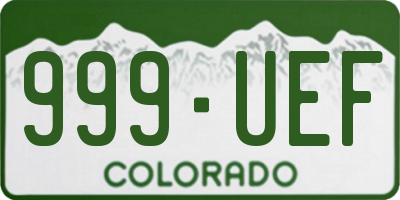 CO license plate 999UEF