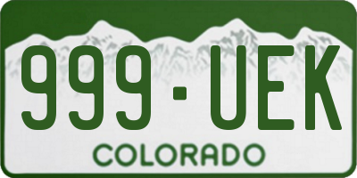 CO license plate 999UEK