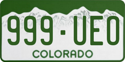 CO license plate 999UEO