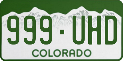 CO license plate 999UHD