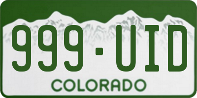 CO license plate 999UID