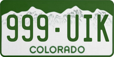 CO license plate 999UIK