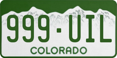 CO license plate 999UIL