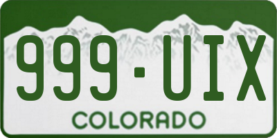 CO license plate 999UIX