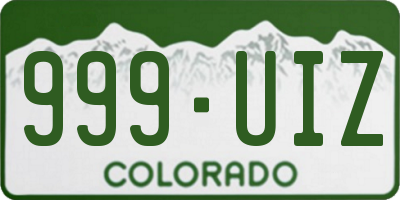 CO license plate 999UIZ
