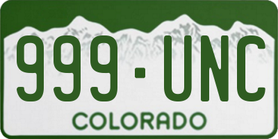 CO license plate 999UNC