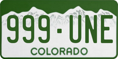 CO license plate 999UNE