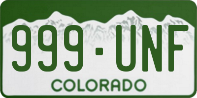 CO license plate 999UNF