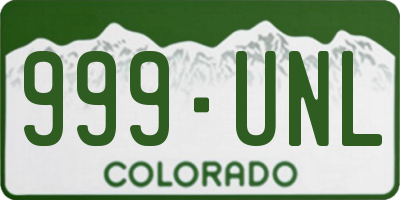CO license plate 999UNL