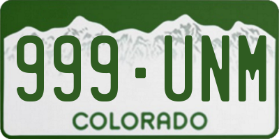 CO license plate 999UNM