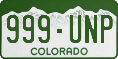 CO license plate 999UNP