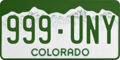 CO license plate 999UNY