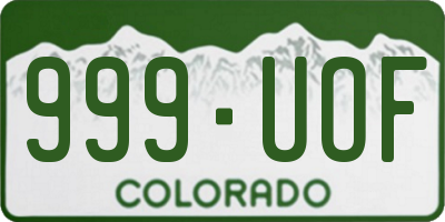 CO license plate 999UOF