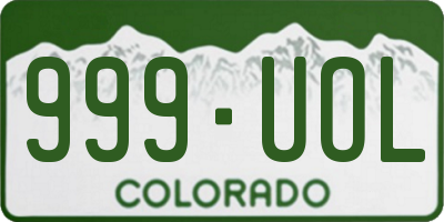 CO license plate 999UOL