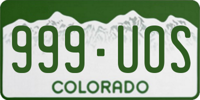 CO license plate 999UOS