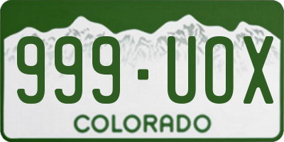 CO license plate 999UOX