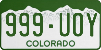 CO license plate 999UOY